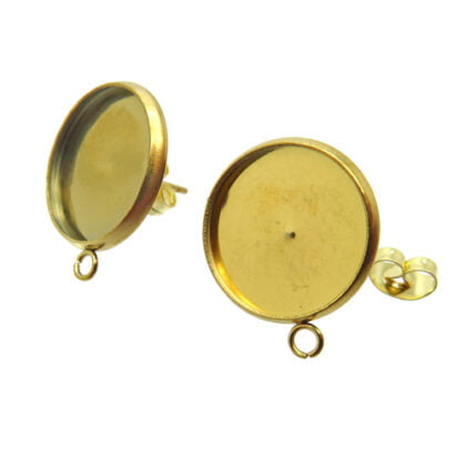 RVS oorbellen goud 14mm